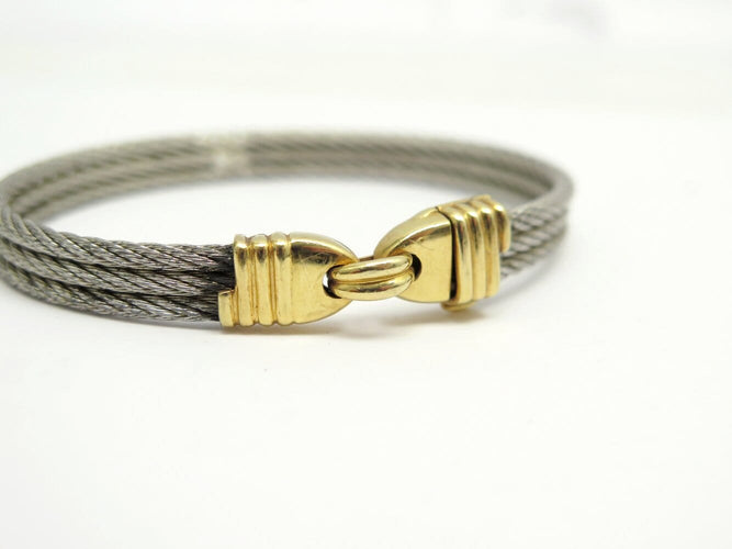 Bracelet FRED Force 10 - Bracelet câble en acier et or jaune 18k, 18 cm 58 Facettes 272738
