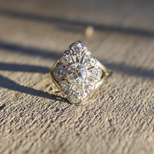 Bague Bague en or blanc 14 carats avec diamants taille ancienne, vers 1910 58 Facettes A1002Z