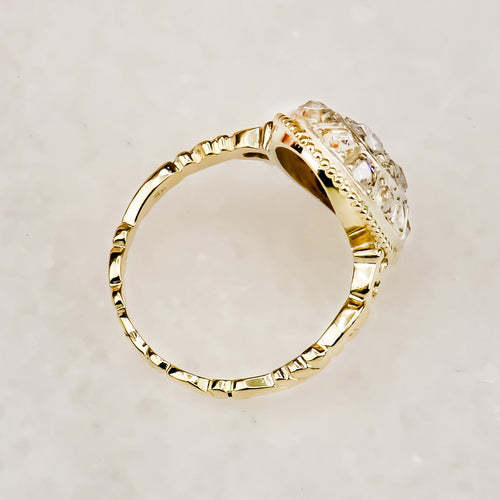 Ring 55 Art Deco - Ring mit Altschliffdiamanten aus 14 Karat Gelbgold 58 Facettes 2641