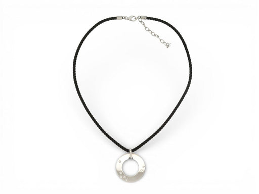 Collier collier DINH VAN pendentif cible or blanc 18k 6.3gr & diamants cordon baccarat 58 Facettes 272709