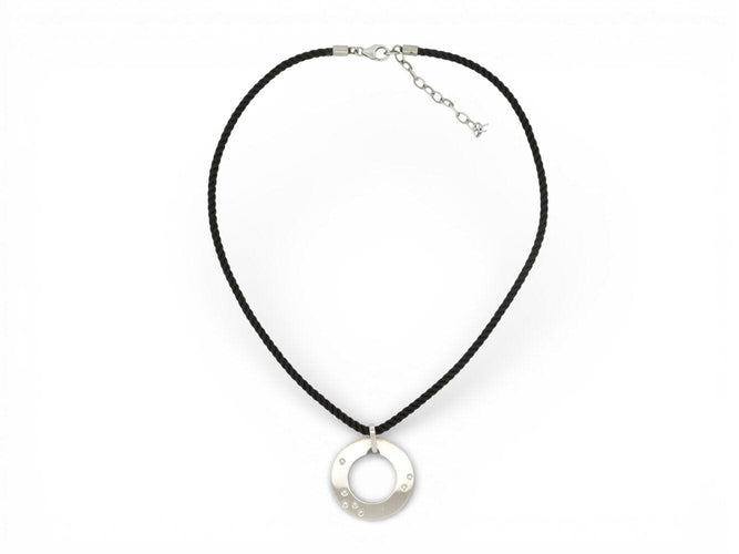 Collier collier DINH VAN pendentif cible or blanc 18k 6.3gr & diamants cordon baccarat 58 Facettes 272709