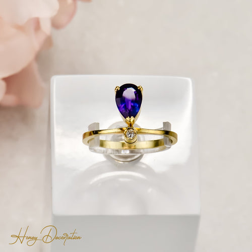 Prsten 56 Delikatan prsten od 18-karatnog zlata sa ametistom i dijamantom 58 Facettes 2627