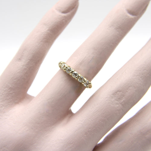 Bague Bague cinq pierres en or jaune 14k et diamants taille ancienne 58 Facettes A10030