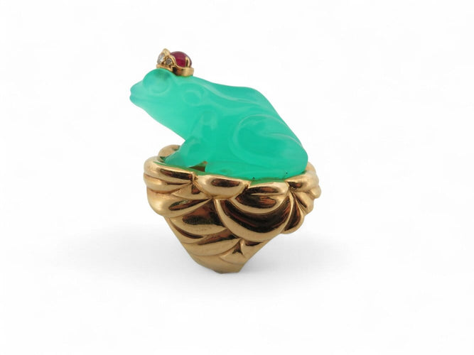 Bague 52 EVA SEGOURA - Bague Grenouille en or jaune 18k, rubis et diamants 58 Facettes 270130