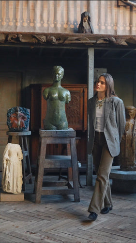 Náhrdelník Náhrdelník Art Deco neo-egyptský ze žlutého 18k zlata a tyrkysů 58 Facettes