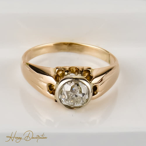 Anillo 47 Anillo antiguo belcher en oro rosa de 14K con diamante diamante solitario 58 Facettes 2466