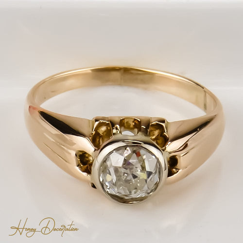 Anillo 47 Anillo antiguo belcher en oro rosa de 14K con diamante diamante solitario 58 Facettes 2466