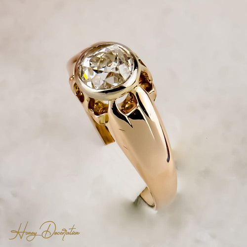 Anillo 47 Anillo antiguo belcher en oro rosa de 14K con diamante diamante solitario 58 Facettes 2466