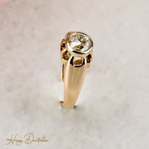 Anillo 47 Anillo antiguo belcher en oro rosa de 14K con diamante diamante solitario 58 Facettes 2466