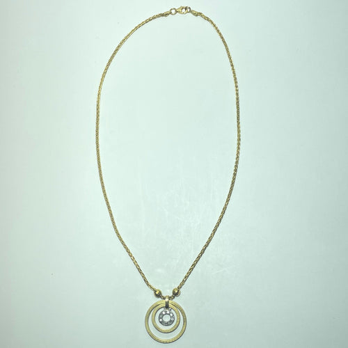 Halskæde Halskæde med vedhæng med dobbelte ringe i 18 karat gult guld 58 Facettes 250301