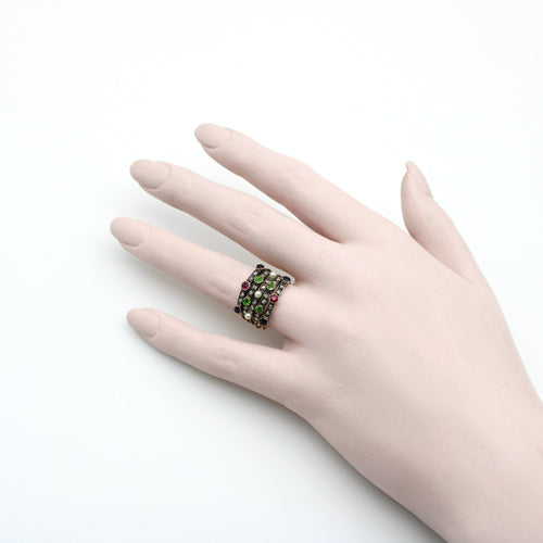 Bague 54 Bague harem édouardienne en or 14K avec diamants, rubis, saphirs, grenats et perles 58 Facettes