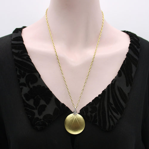 Pendentif Pendentif disque en or jaune et blanc 18k avec diamants 58 Facettes A2000I