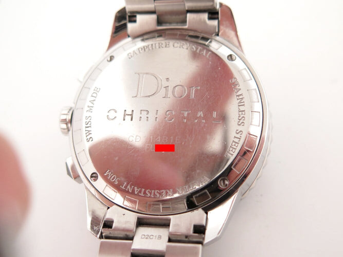 Montre Christian Dior Cristal - Montre chronographe en acier palladié sertie de diamants 58 Facettes 270228
