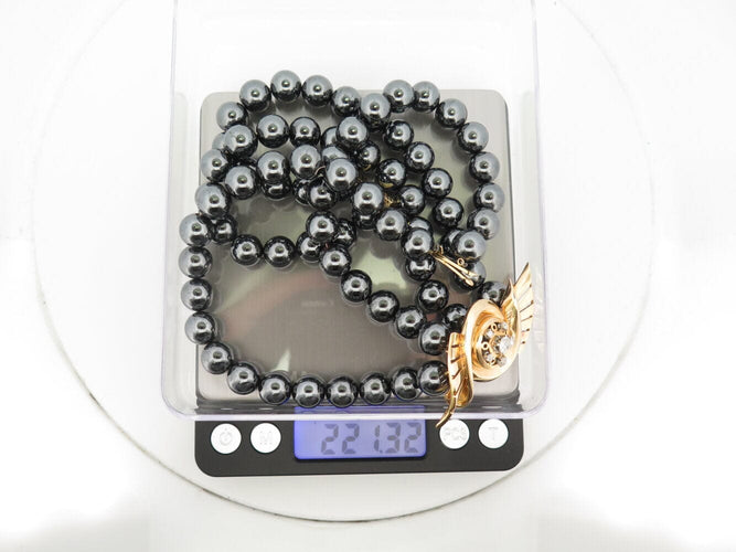 Collier Collier double rang de perles d’hématite en or jaune 18K et diamants 58 Facettes 272071