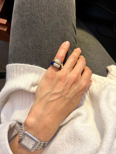 Bague 50.5 Van Cleef & Arpels - Bague Philippine en or jaune, lapis-lazuli et diamants 58 Facettes 1