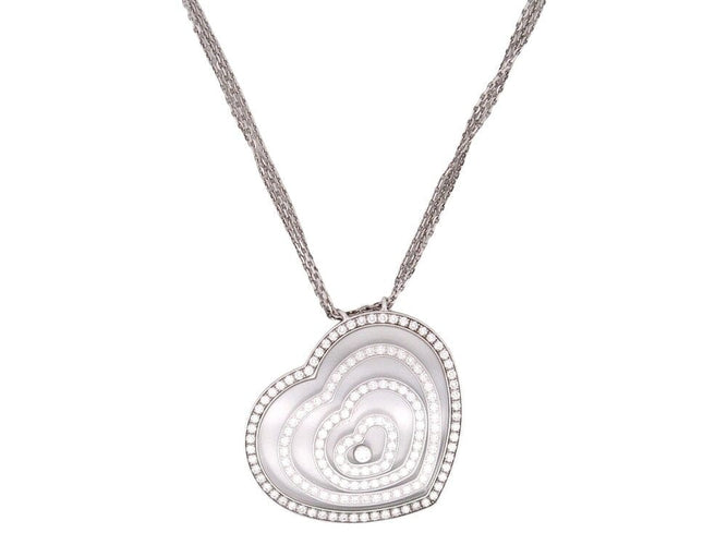 Collier Chopard Happy Spirit - Collier pendentif cœur en or blanc 18K et diamants 58 Facettes 264347
