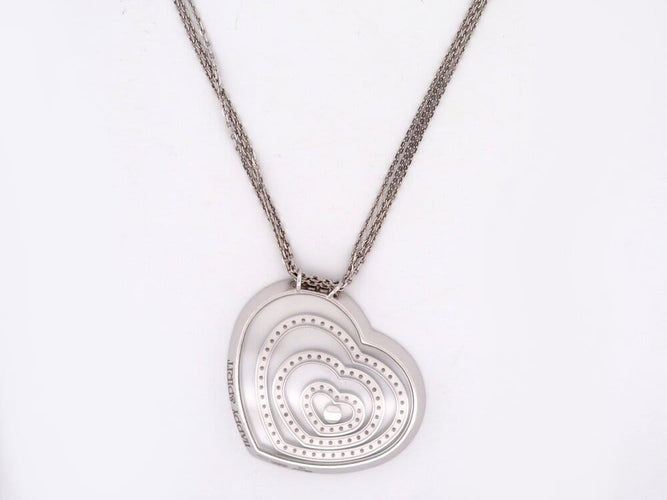 Collier Chopard Happy Spirit - Collier pendentif cœur en or blanc 18K et diamants 58 Facettes 264347