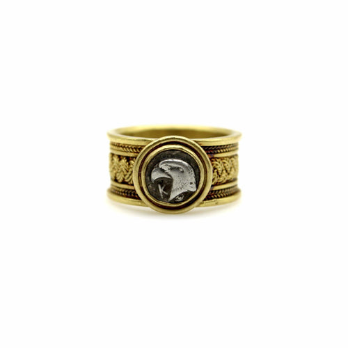 Bague Bague vintage en or 22k à filigrane avec pièce ancienne en argent 58 Facettes A2001F