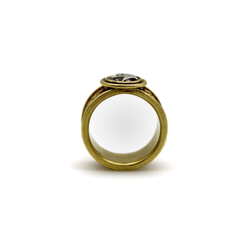 Bague Bague vintage en or 22k à filigrane avec pièce ancienne en argent 58 Facettes A2001F