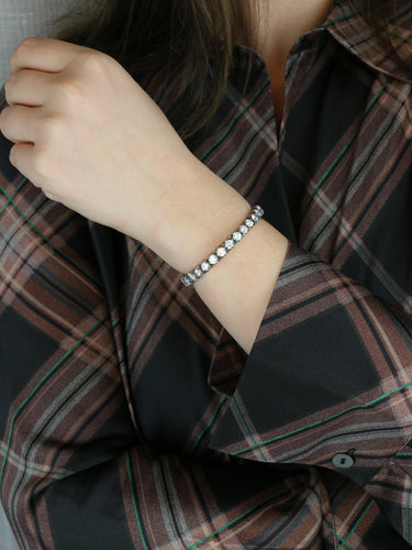 Bracelet Bracelet jonc vintage en or 14K et argent, diamants 12 ct 58 Facettes 1088