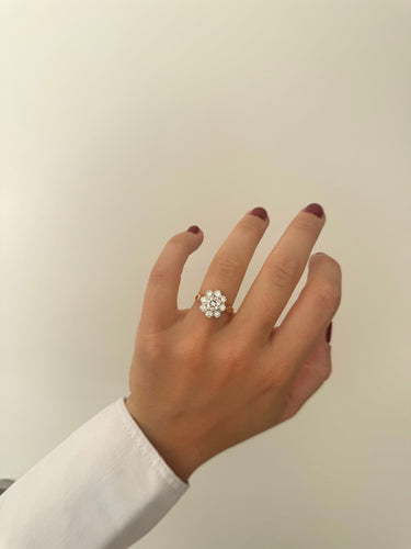 Ring 53 Vintage-Cluster-Ring mit Diamanten 58 Facettes