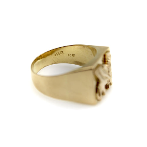 Bague Bague chevalière vintage Lamassu en or jaune 18 carats 58 Facettes A2001U