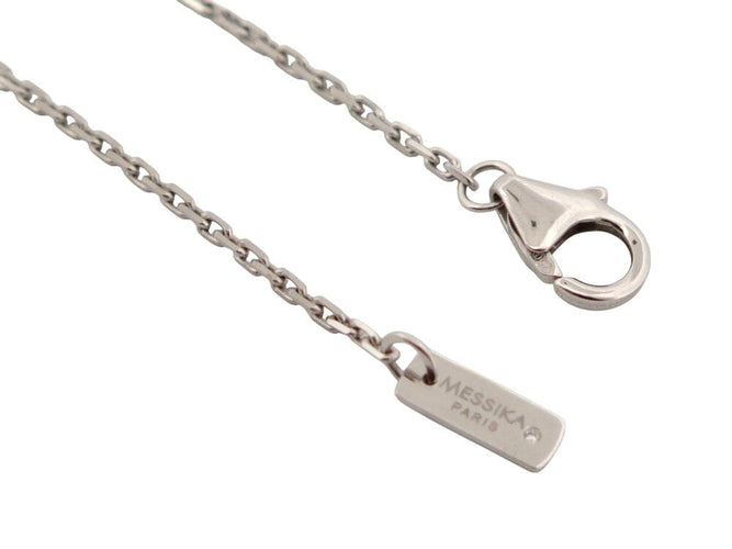 Collier Messika Kate - Collier sautoir pendentif vertical en or blanc 18k et diamants 58 Facettes 268837