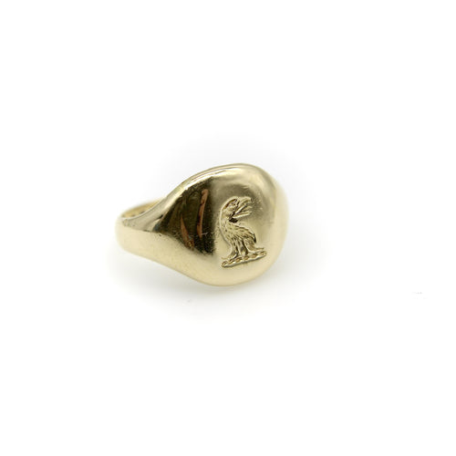 Bague 56 Goldsmiths and Silversmiths Co. Ltd. - Bague chevalière en or 18 carats, intaille aigle 58 Facettes A2002F