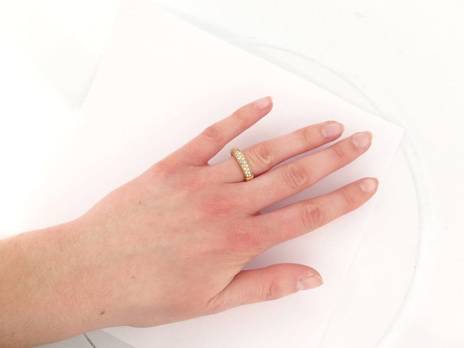 Bague 52 Alliance jonc demi-sertie 20 diamants 0,3 ct en or jaune 18k, T52 58 Facettes 272441