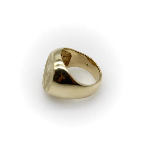 Bague 59 Bague chevalière vintage tête de lion en or 14k 58 Facettes A2002J