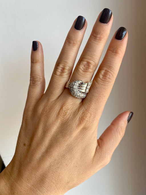 Bague 58 Bague Art déco en or blanc 18k et diamants 58 Facettes