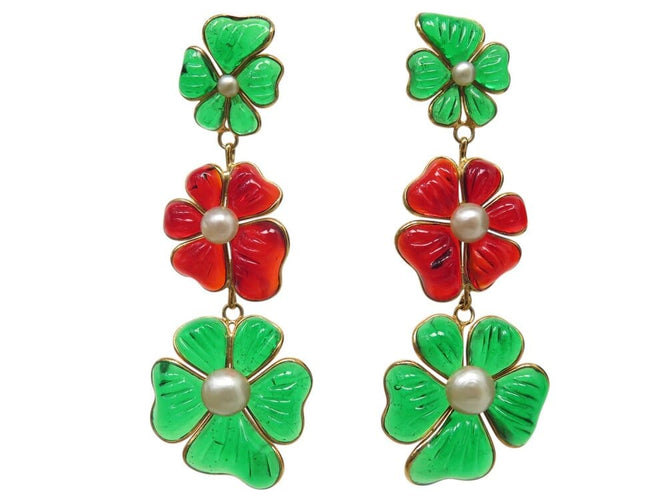 Boucles d'oreilles Augustine Paris par Gripoix - Parure collier et boucles d’oreilles camélia 58 Facettes 269071