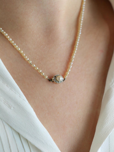 Collier Collier de perles fines en or jaune 18 carats et diamants taille rose 58 Facettes 507