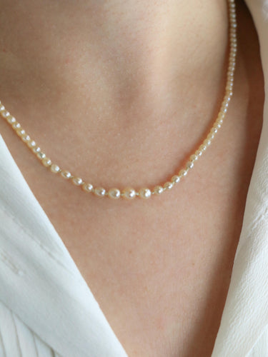 Collier Collier de perles fines en or jaune 18 carats et diamants taille rose 58 Facettes 507