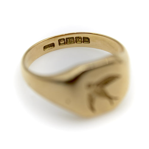 Bague 64 Bague chevalière Art déco en or 18K avec intaille d’hirondelle 58 Facettes A2002Z