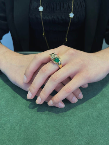 Bague 55 Cartier Panthère - Bague vintage en or jaune 18 carats et chrysoprase 58 Facettes 2.18786