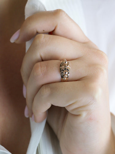 Bague 57 Bague fleur Art nouveau en or rose 18k 58 Facettes 1136.2