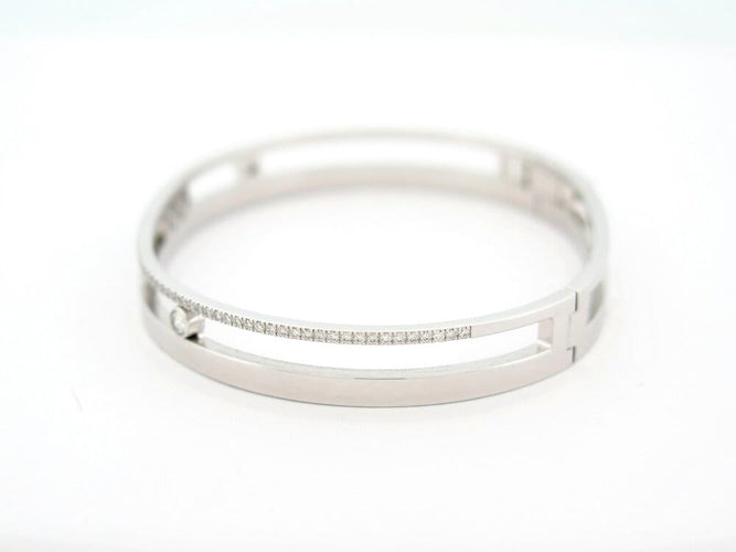 Bracelet Messika Move Romane - Bracelet jonc en or blanc et diamants 58 Facettes 268783