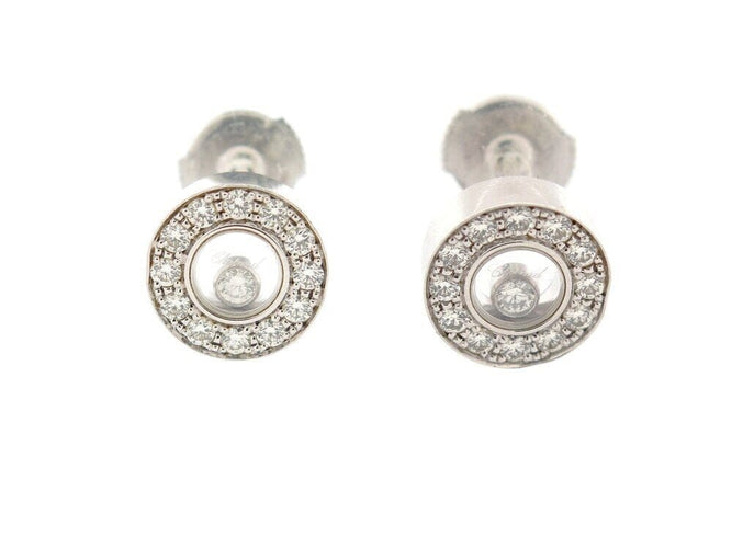 Boucles d'oreilles Chopard Happy Diamonds Icons - Boucles d'oreilles en or blanc 18k et diamants 58 Facettes 268811