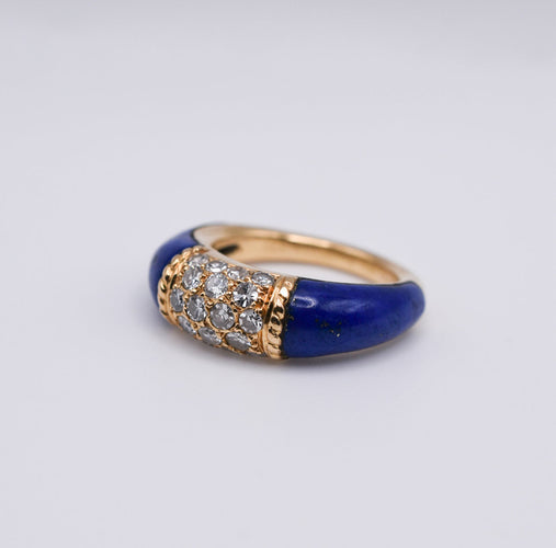 Bague Van Cleef & Arpels - Bague Philippine en or jaune 18k, lapis-lazuli et diamants 58 Facettes