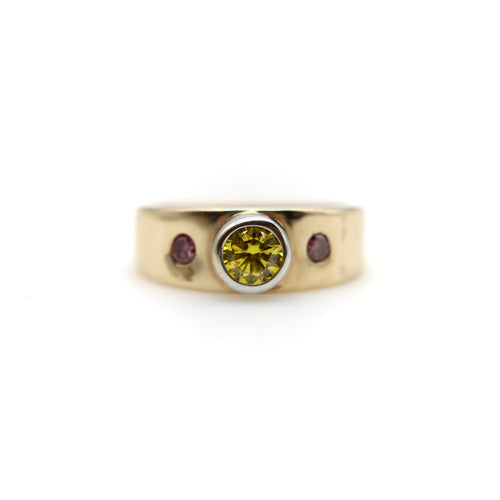 Bague MWM Goldsmithing - Bague en or jaune 14k et diamants roses 58 Facettes
