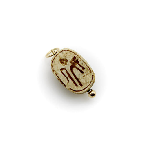 Pendentif Egyptian Revival - Pendentif scarabée en or jaune 14k et pierre beige 58 Facettes A2003M