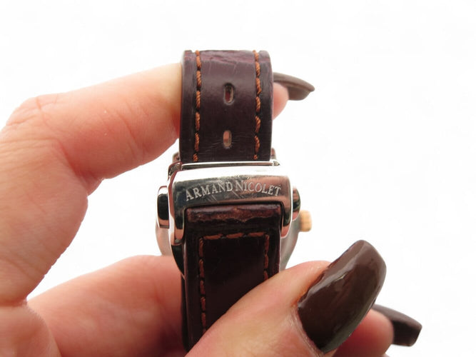 Montre Armand Nicolet LL9 - Montre femme 34 mm acier et or rose 18K diamants 58 Facettes 270559