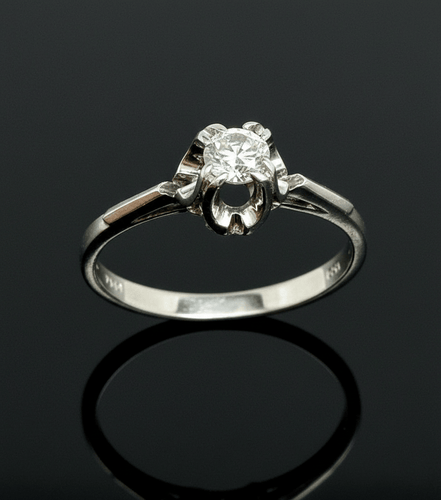 Bague 58 Bague solitaire - Diamant taille brillant 0,17 ct en or blanc 18 carats 58 Facettes