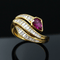 Bague 58 Bague serpent en or jaune 18 carats avec rubis et diamants 58 Facettes