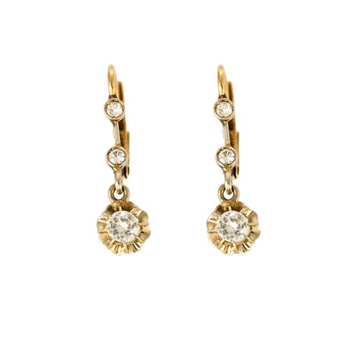 Boucles d'oreilles Dormeuses 2 ors saphir blanc 58 Facettes LP917