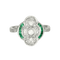 Bague 56 Bague art déco, or blanc, émeraude et diamants 58 Facettes DV7025-4-56-3