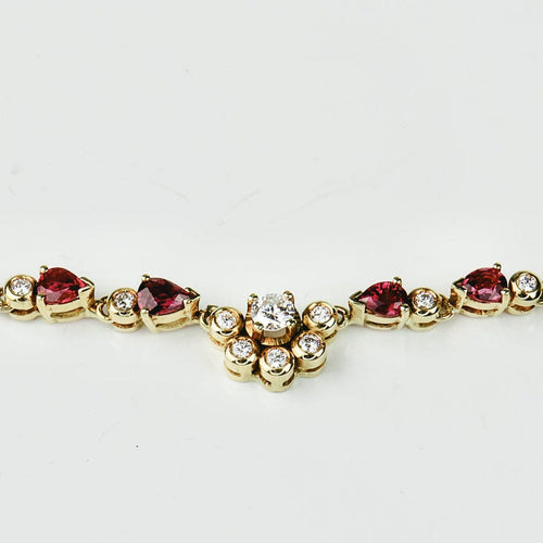 Collier Collier vintage - Halskette en or jaune 18 carats rubis et diamants 58 Facettes 2065