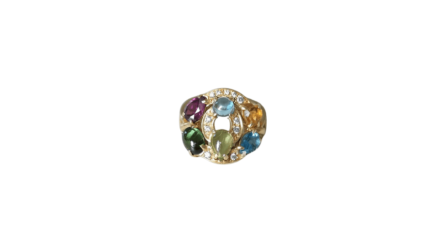Bague 54 BVLGARI - Bague Astrale or jaune, pierres fines et diamants 58 Facettes