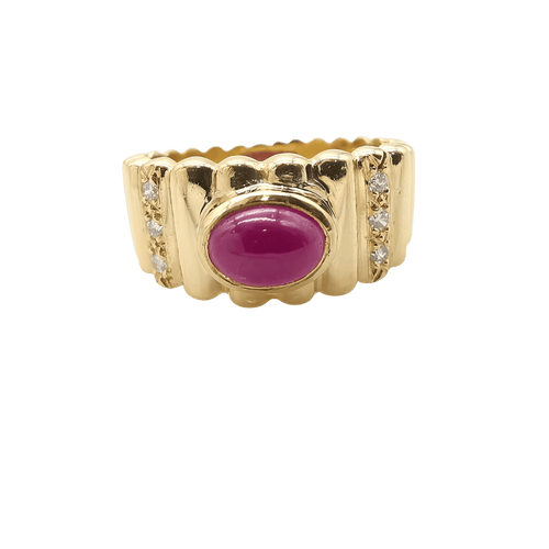 Bague 54 Bague or jaune rubis et diamants 58 Facettes